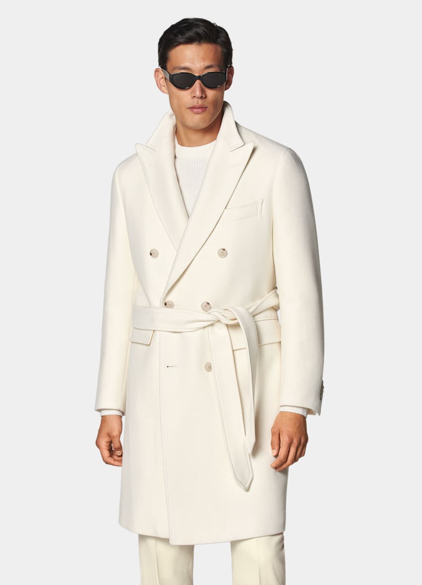 Off White Belted Overcoat in Wool Cashmere SUITSUPPLY SUITSUPPLY US