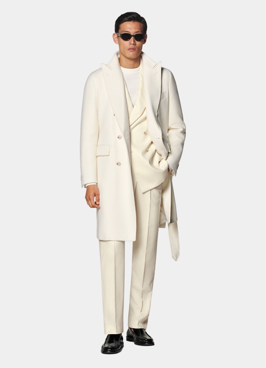 Off White Belted Overcoat in Wool Cashmere SUITSUPPLY SUITSUPPLY Canada