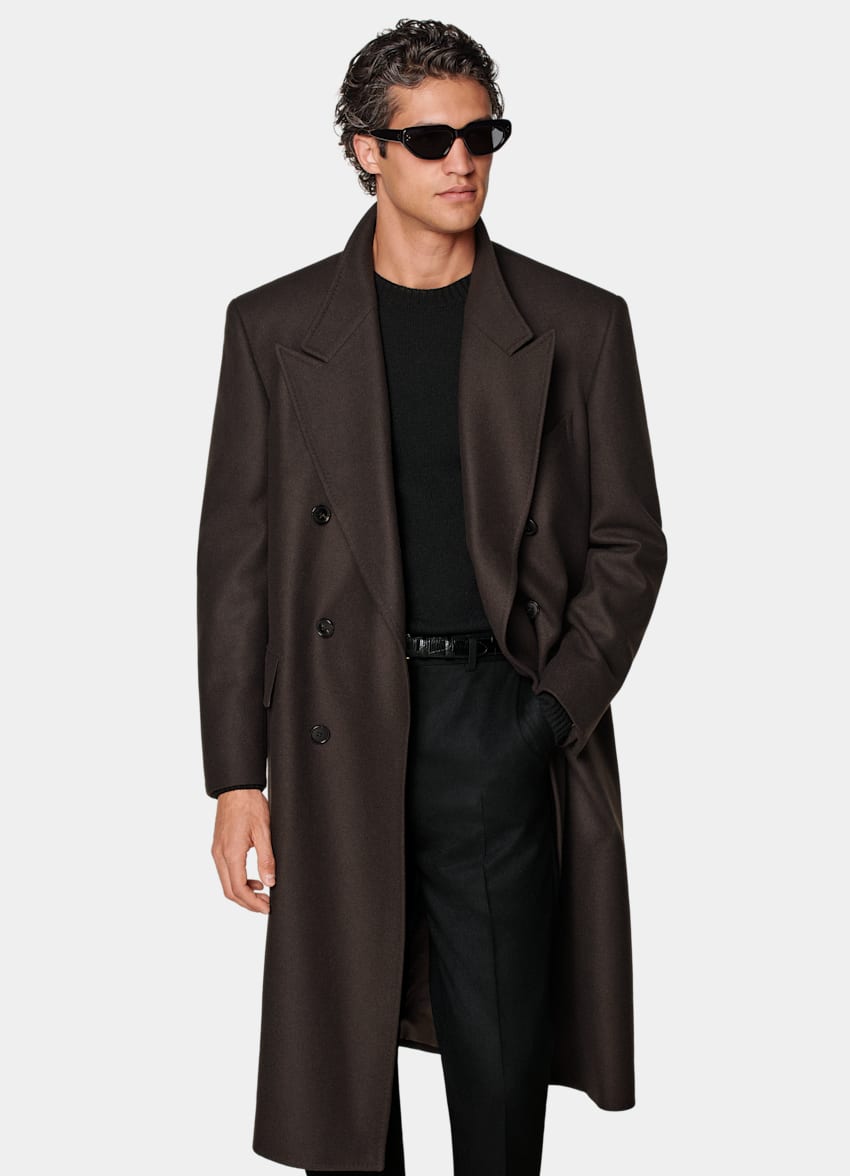 SUITSUPPLY Wool Cashmere by E.Thomas, Italy Dark Brown Overcoat