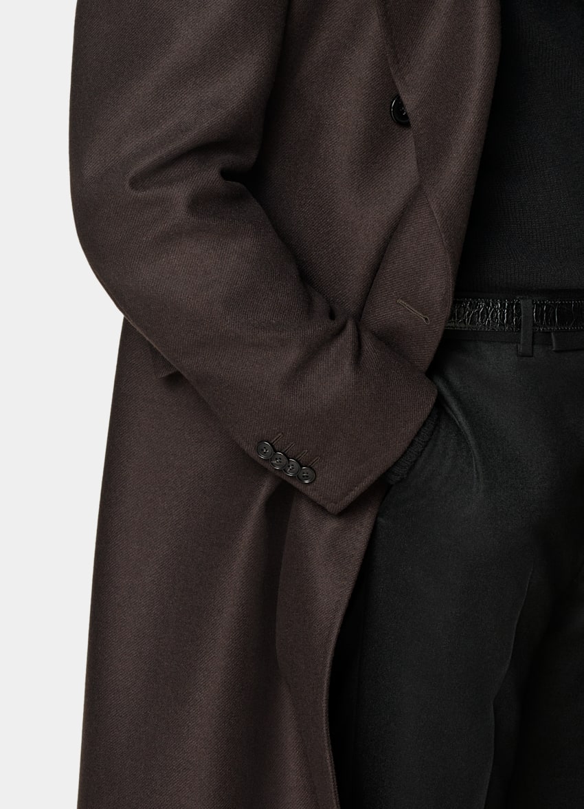 SUITSUPPLY Wool Cashmere by E.Thomas, Italy Dark Brown Overcoat