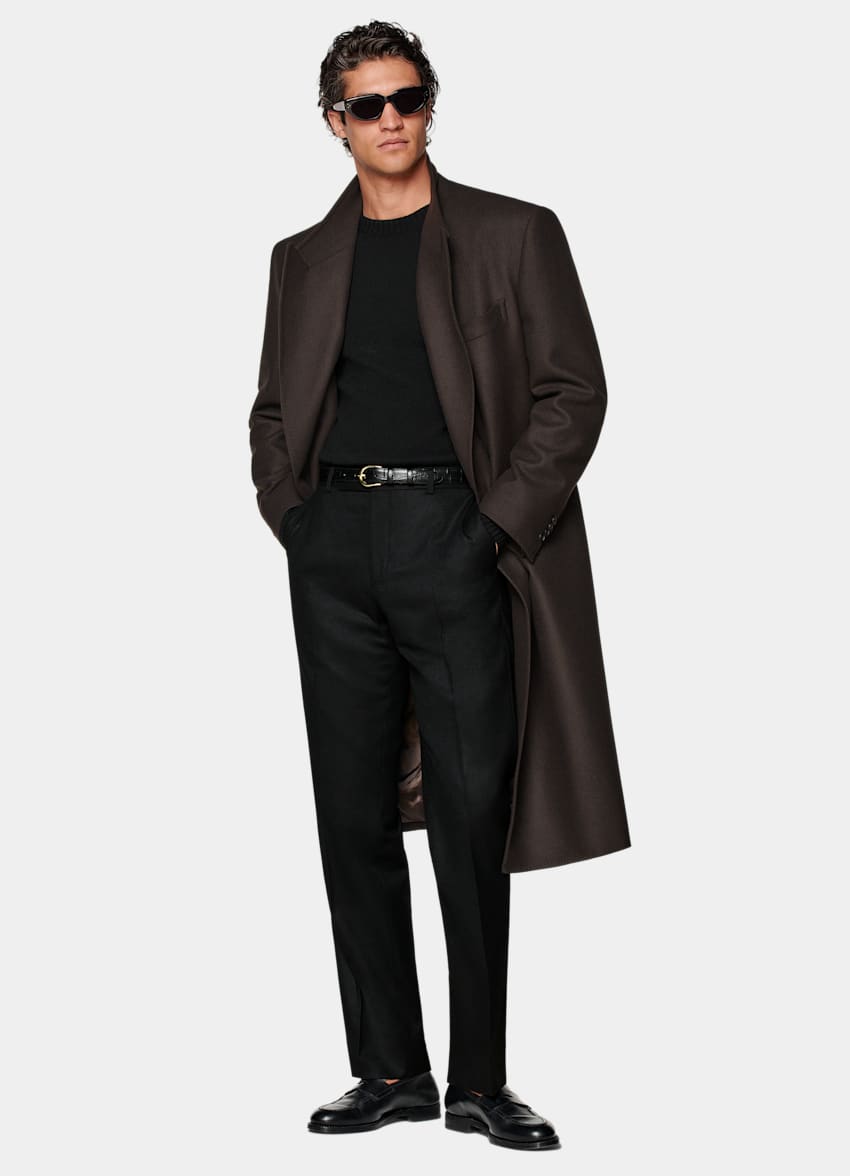 SUITSUPPLY Wool Cashmere by E.Thomas, Italy Dark Brown Overcoat