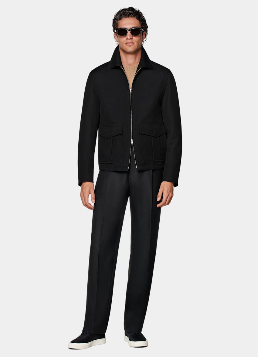 SUITSUPPLY Mezcla de lana de Ricciarini, Italia Chaqueta bomber negra