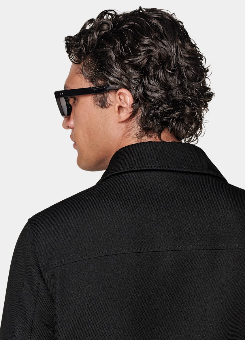 SUITSUPPLY Mezcla de lana de Ricciarini, Italia Chaqueta bomber negra