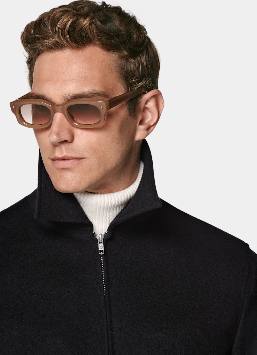 SUITSUPPLY Pure Wool Black Bomber Jacket