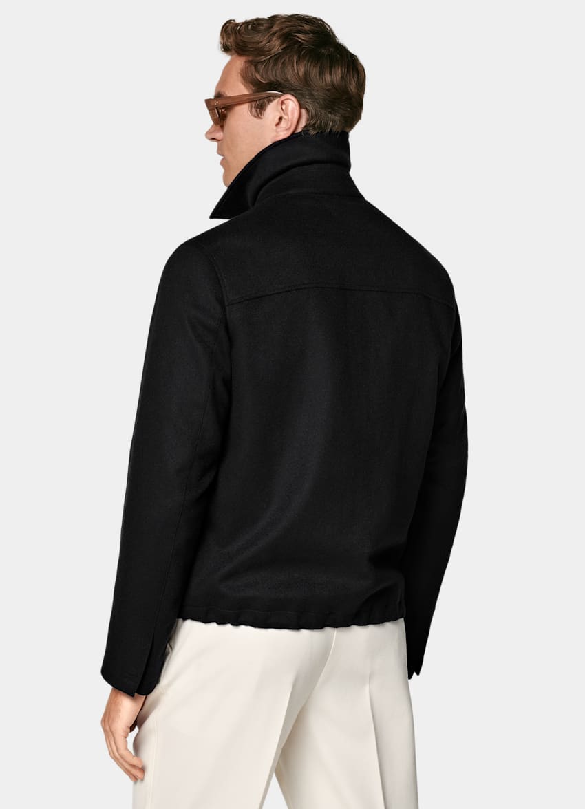 SUITSUPPLY Pure Wool Black Bomber Jacket