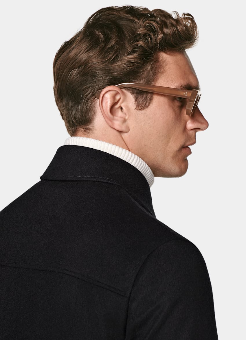 SUITSUPPLY Pure Wool Black Bomber Jacket