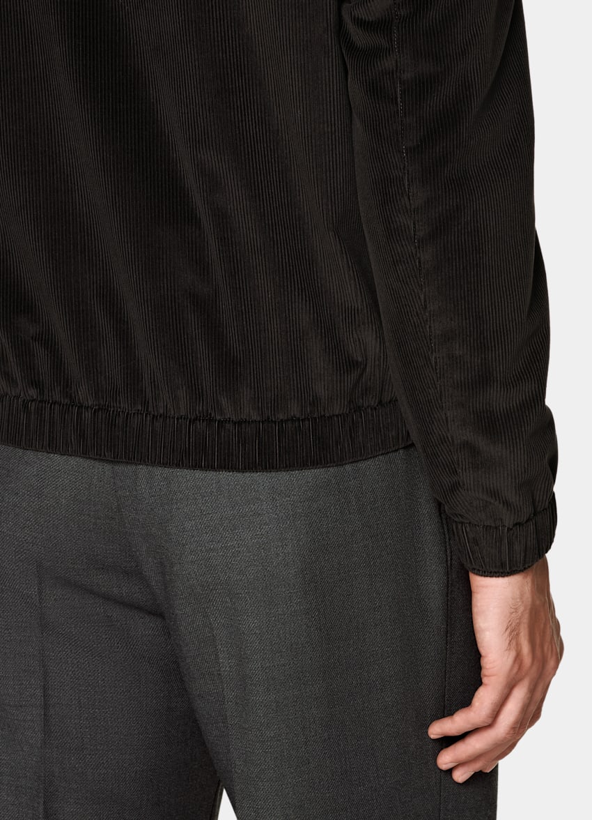 SUITSUPPLY Pure Cotton Corduroy by Pontoglio, Italy Dark Brown Corduroy Bomber Jacket