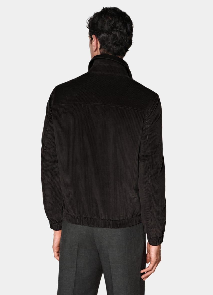 SUITSUPPLY Pure Cotton Corduroy by Pontoglio, Italy Dark Brown Corduroy Bomber Jacket