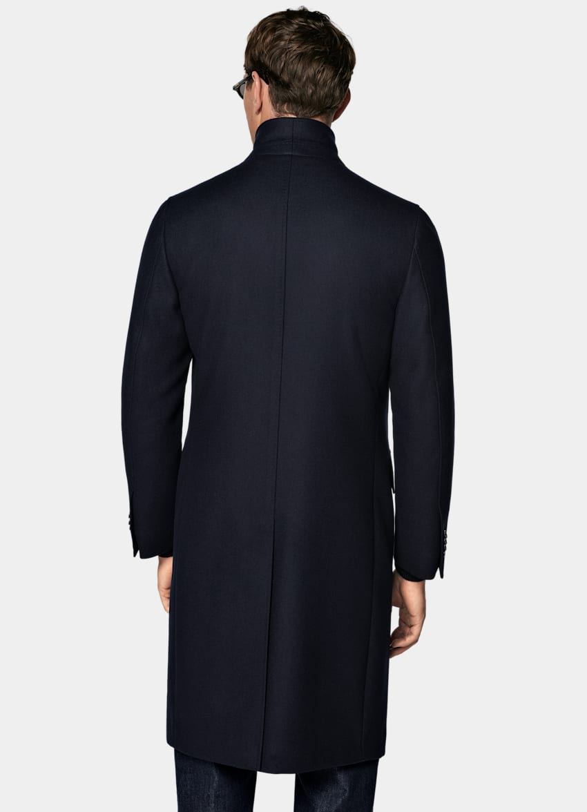 SUITSUPPLY Wol-kasjmiermix van E.Thomas, Itali&euml; Navy Overjas