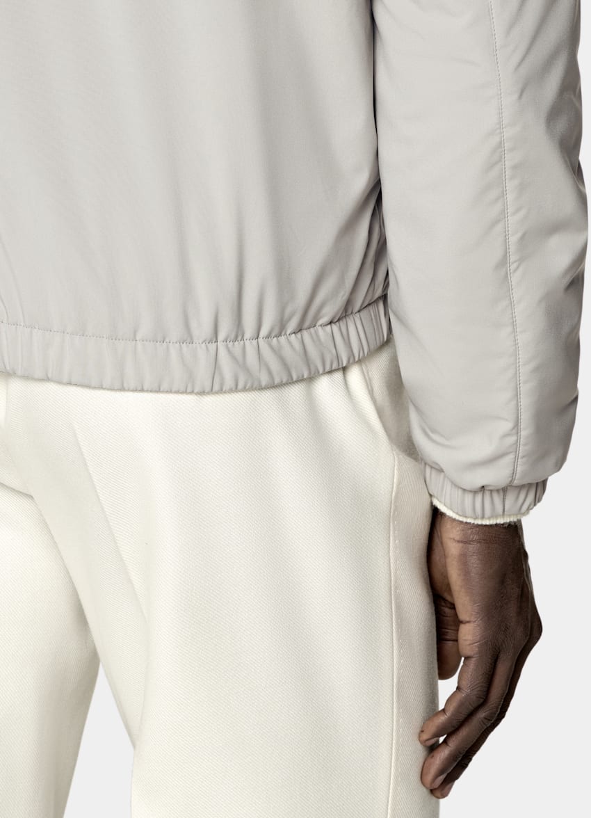 SUITSUPPLY Water-Repellent Technical Fabric Taupe Reversible Bomber Jacket