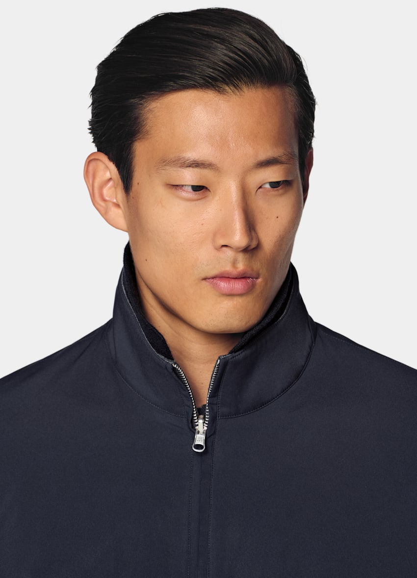 SUITSUPPLY Tissu technique d&eacute;perlant Bomber r&eacute;versible bleu marine