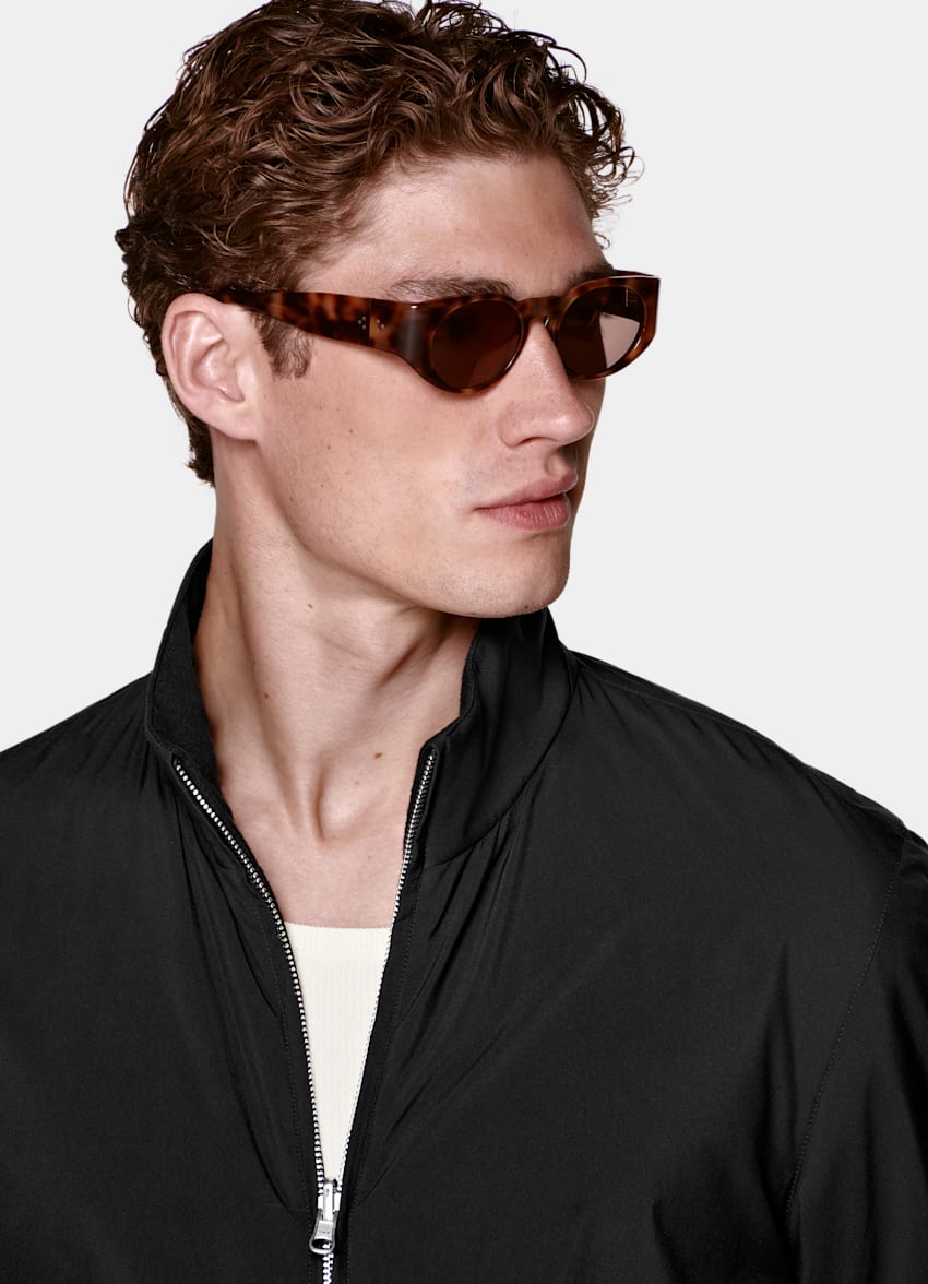 SUITSUPPLY Water-Repellent Technical Fabric by Olmetex, Italy Black Reversible Bomber Jacket