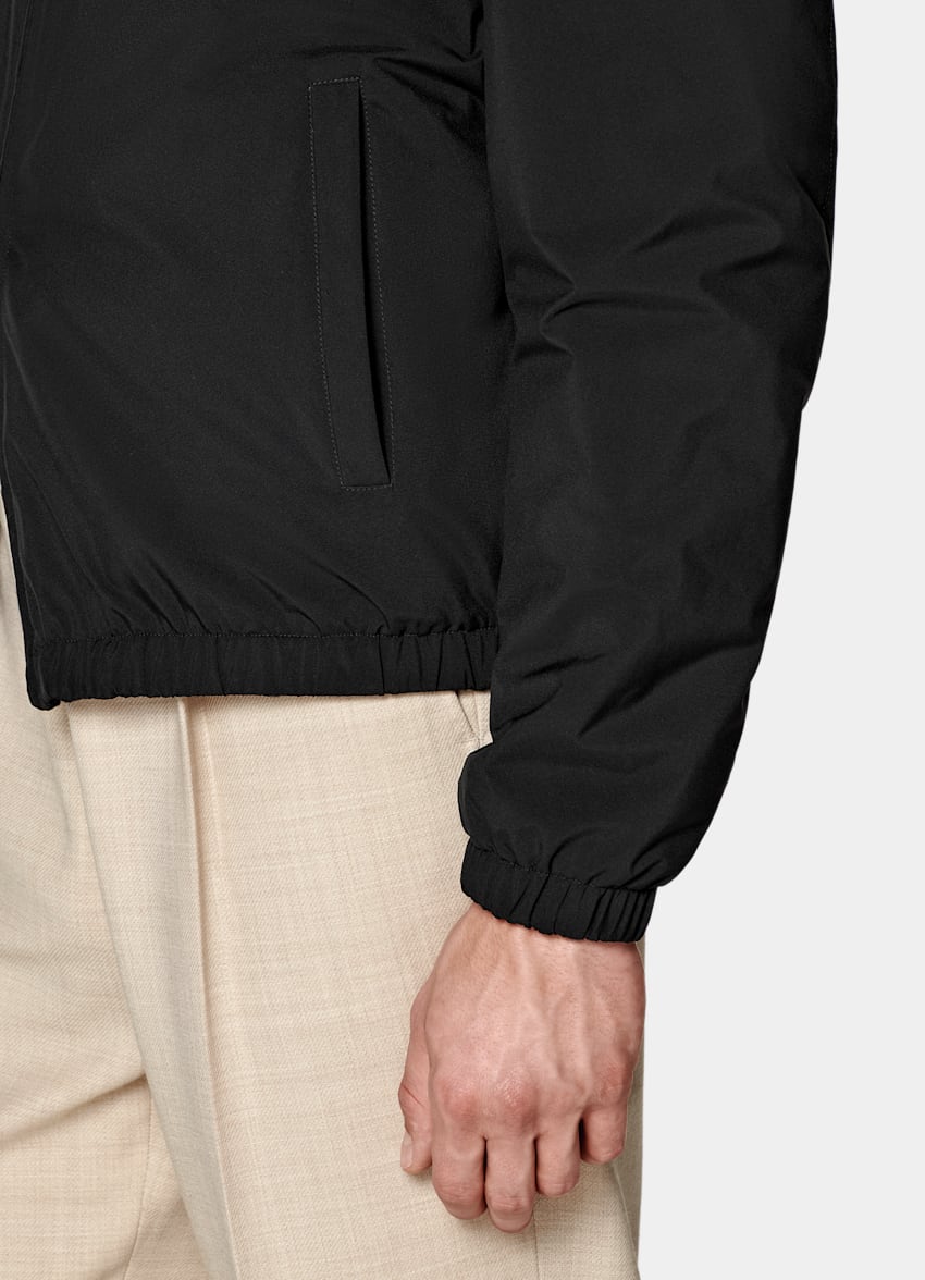 SUITSUPPLY Water-Repellent Technical Fabric by Olmetex, Italy Black Reversible Bomber Jacket