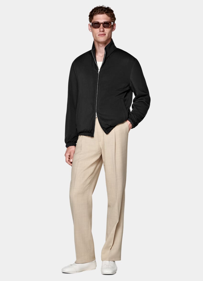 SUITSUPPLY Water-Repellent Technical Fabric by Olmetex, Italy Black Reversible Bomber Jacket