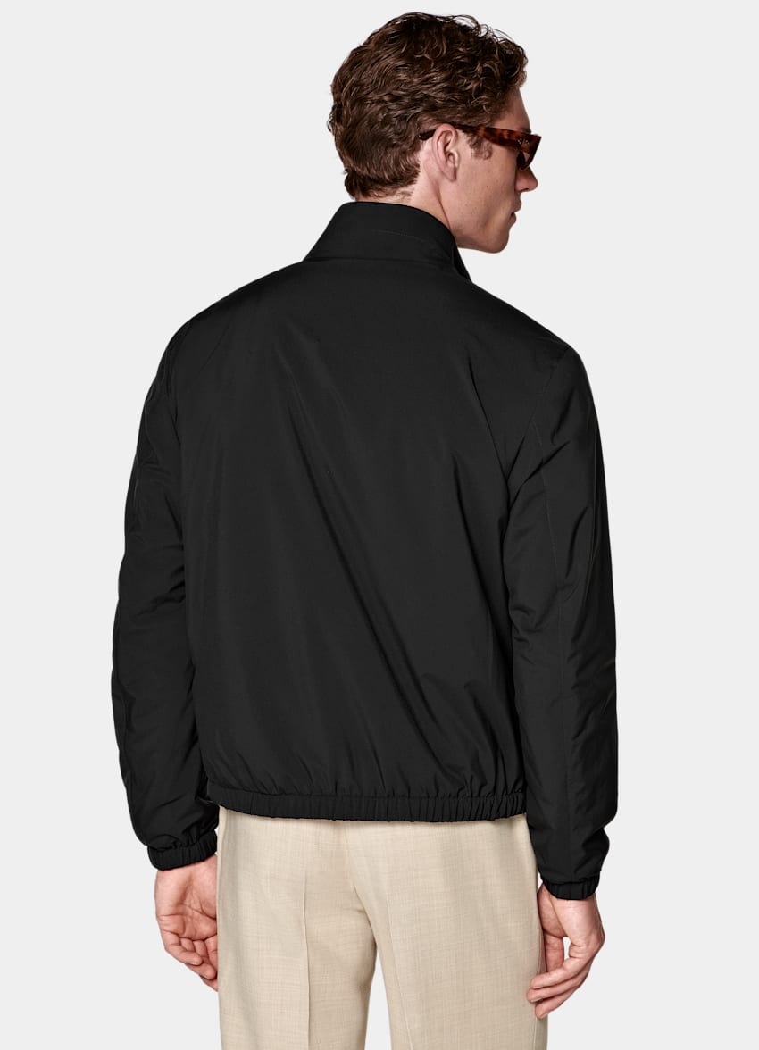 SUITSUPPLY Water-Repellent Technical Fabric by Olmetex, Italy Black Reversible Bomber Jacket
