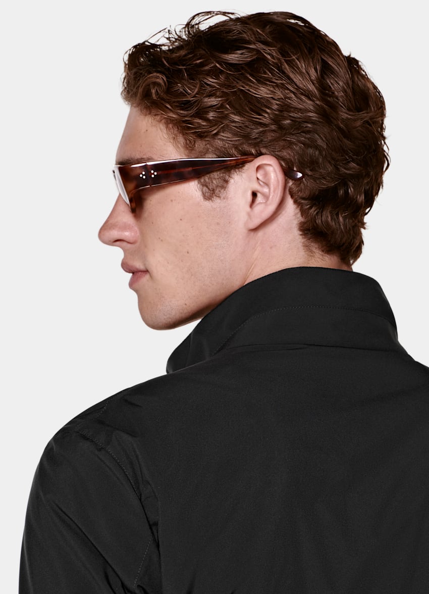 SUITSUPPLY Water-Repellent Technical Fabric by Olmetex, Italy Black Reversible Bomber Jacket