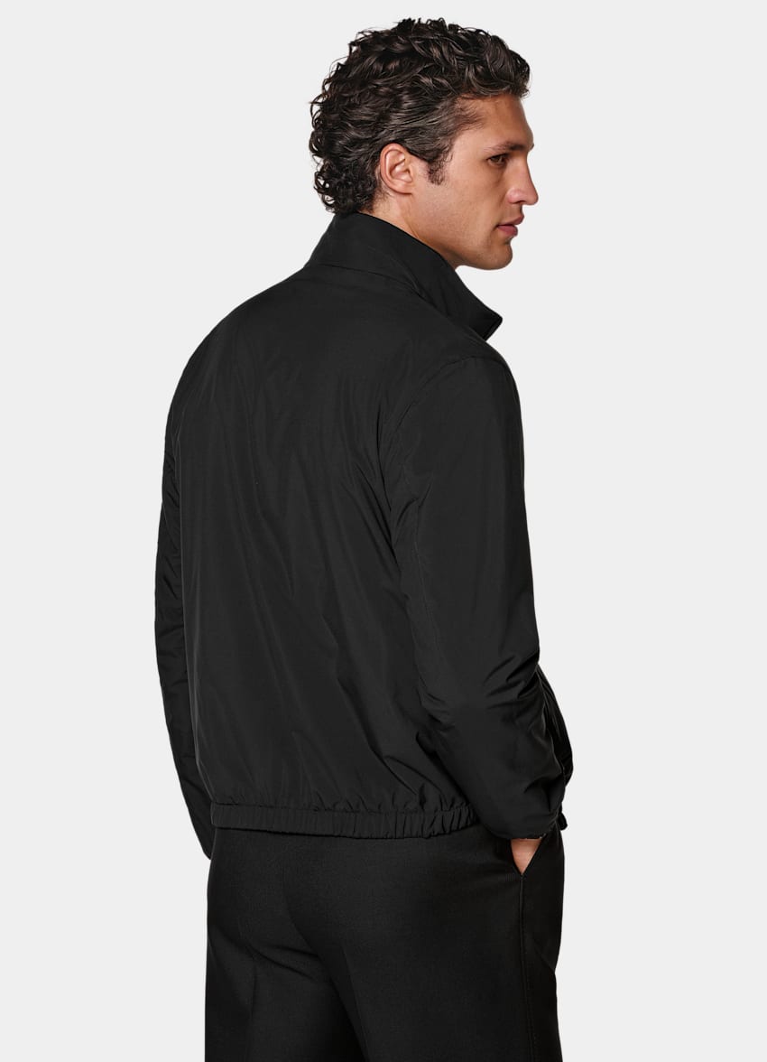 SUITSUPPLY Water-Repellent Technical Fabric Black Reversible Bomber Jacket