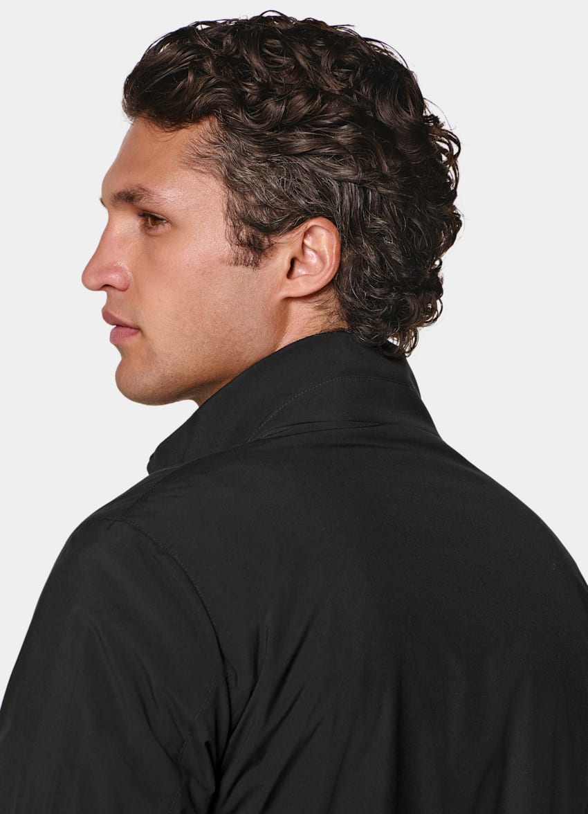 SUITSUPPLY Water-Repellent Technical Fabric Black Reversible Bomber Jacket