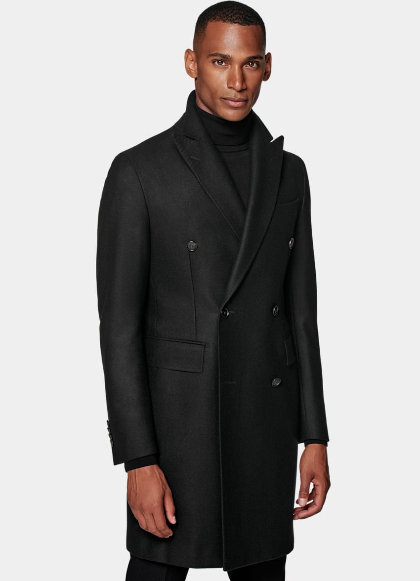 SUITSUPPLY Wool Cashmere by E.Thomas, Italy Black Overcoat
