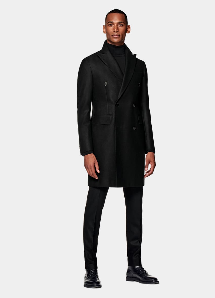 SUITSUPPLY Wool Cashmere by E.Thomas, Italy Black Overcoat