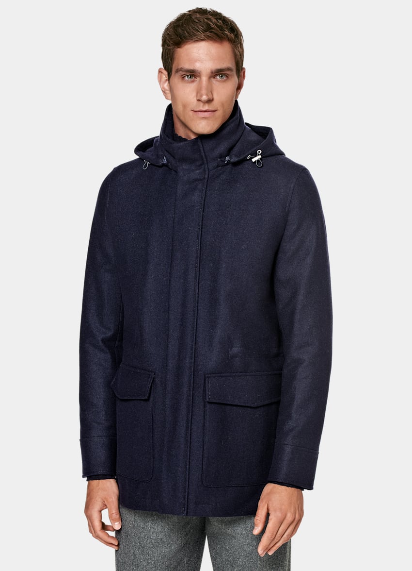 Plaats Vorming patroon Navy Padded Parka in Wool Cashmere | SUITSUPPLY US