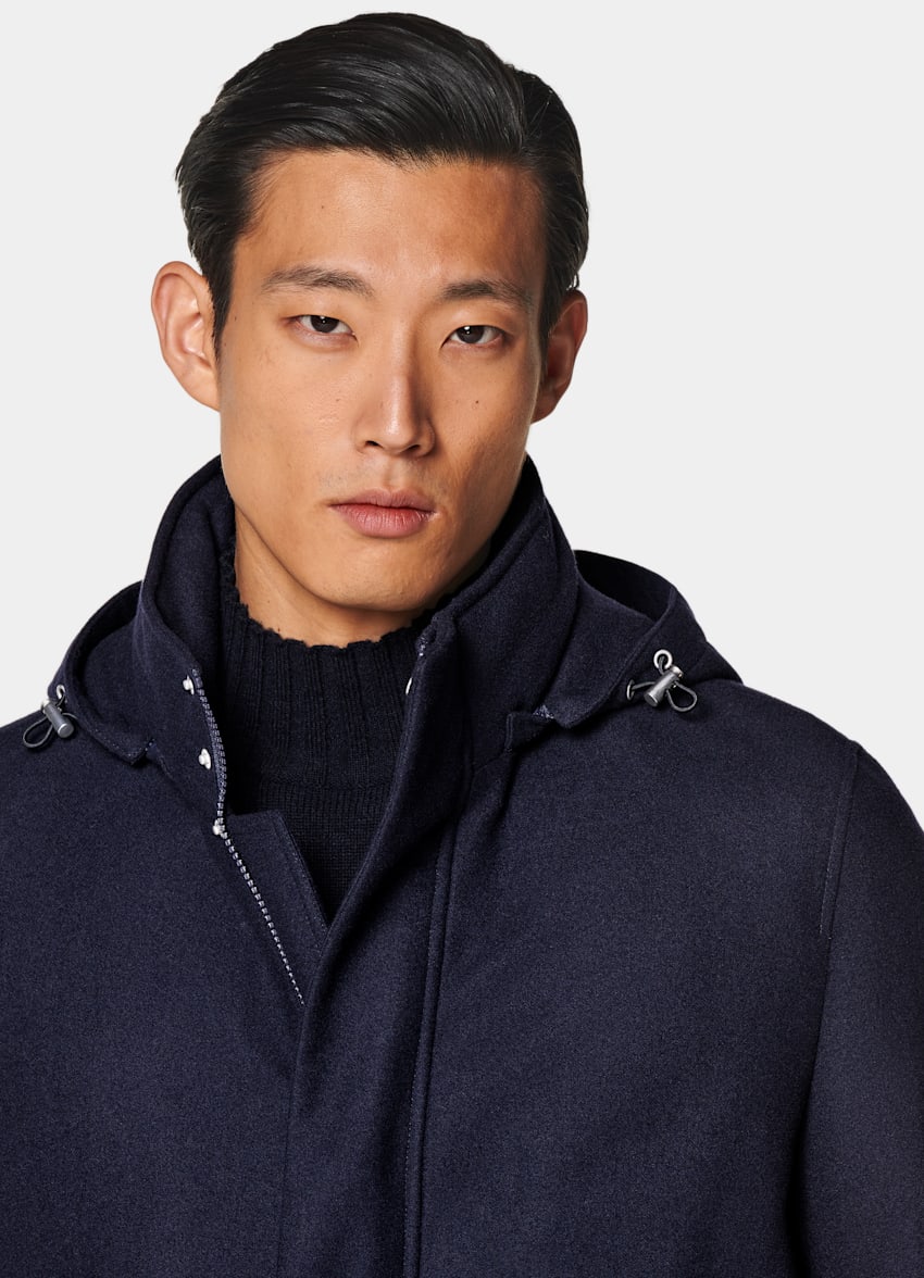 SUITSUPPLY Wool Cashmere by E.Thomas, Italy Navy Padded Parka