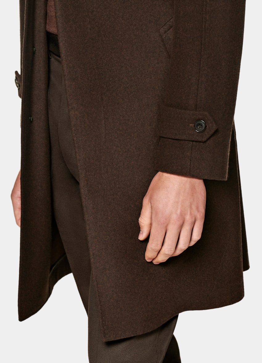 SUITSUPPLY Pura lana S180's - Drago, Italia Cappotto marrone scuro con cintura