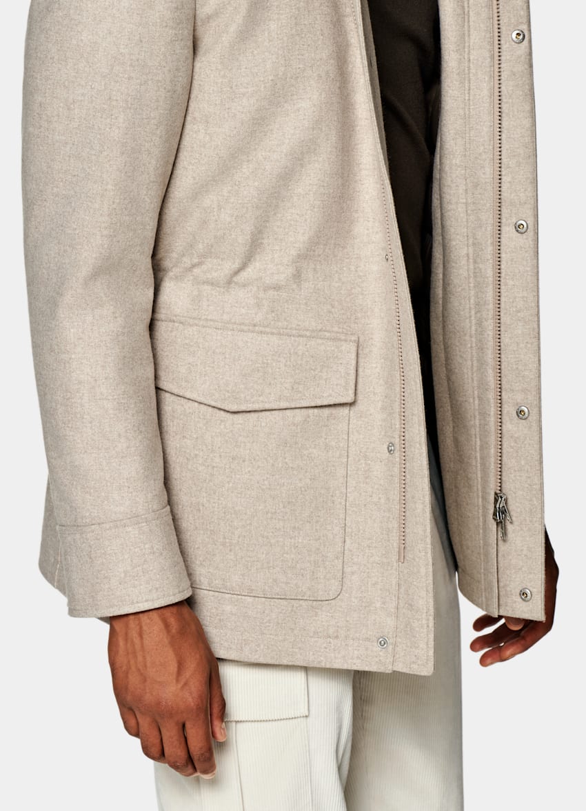 SUITSUPPLY Wool Cashmere by E.Thomas, Italy Light Brown Padded Parka