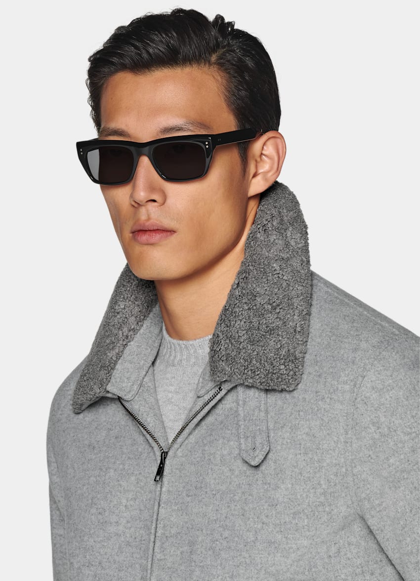 SUITSUPPLY Pure Wool Light Grey Bomber Jacket