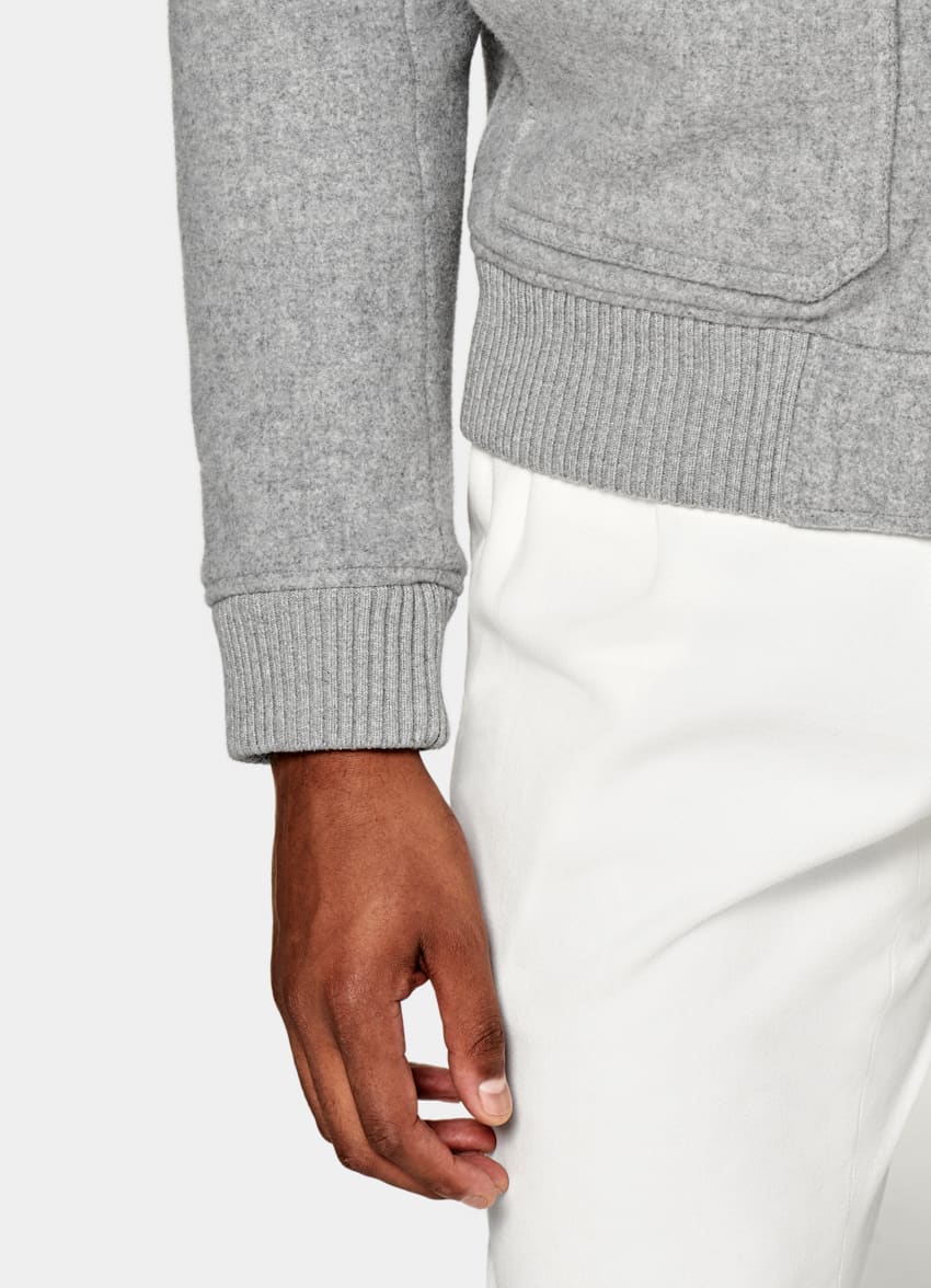 Light Grey Bomber Jacket in Pure Wool SUITSUPPLY US