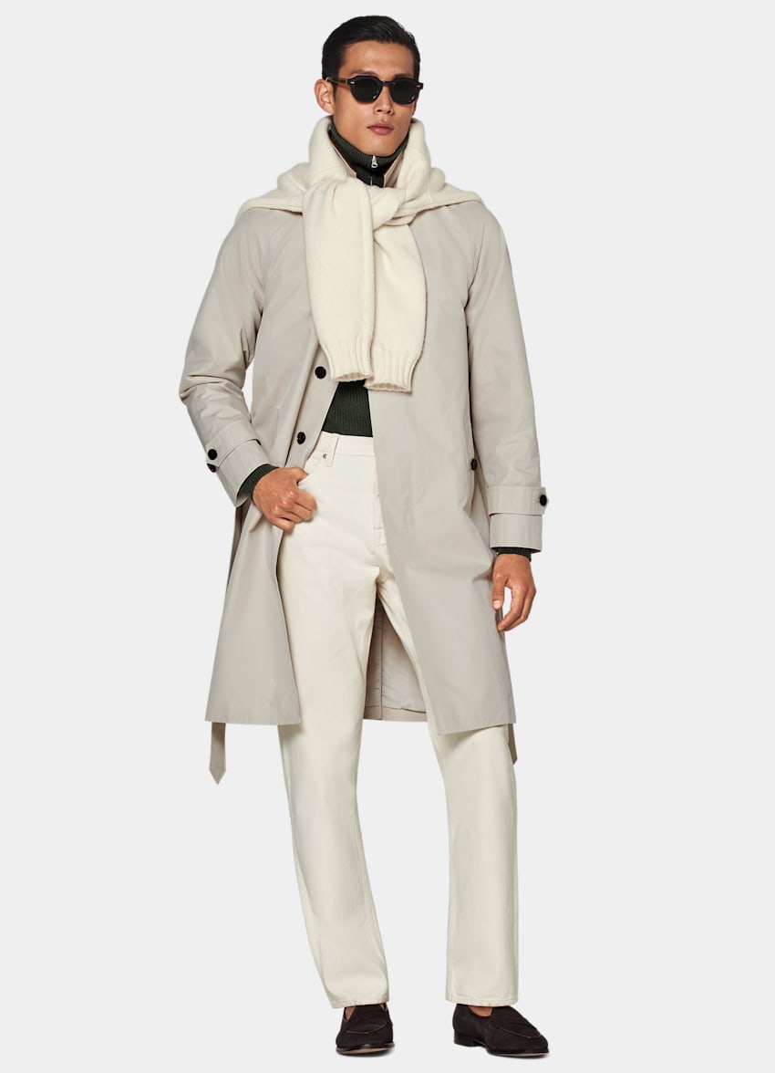 SUITSUPPLY Pure Cotton by Olmetex, Italy Sand Belted Trench Coat