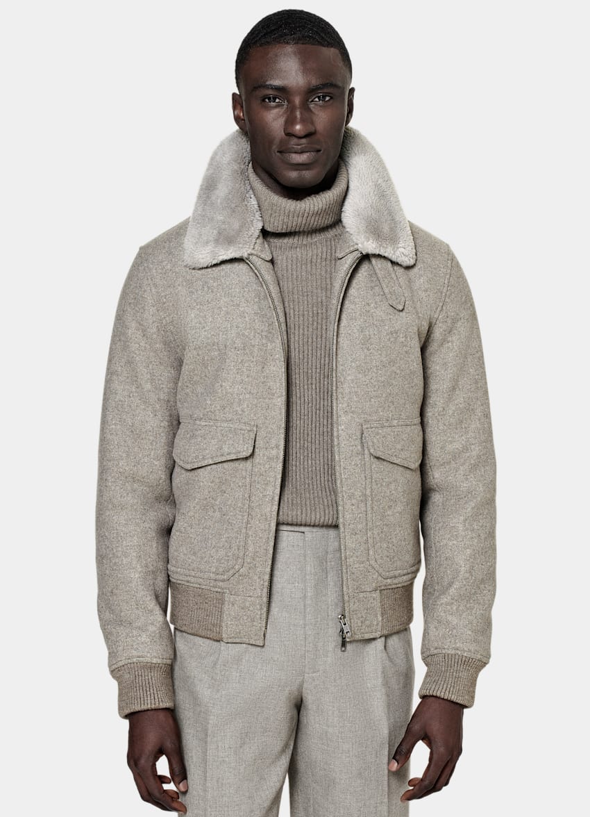 SUITSUPPLY Pura lana Bomber color taupe