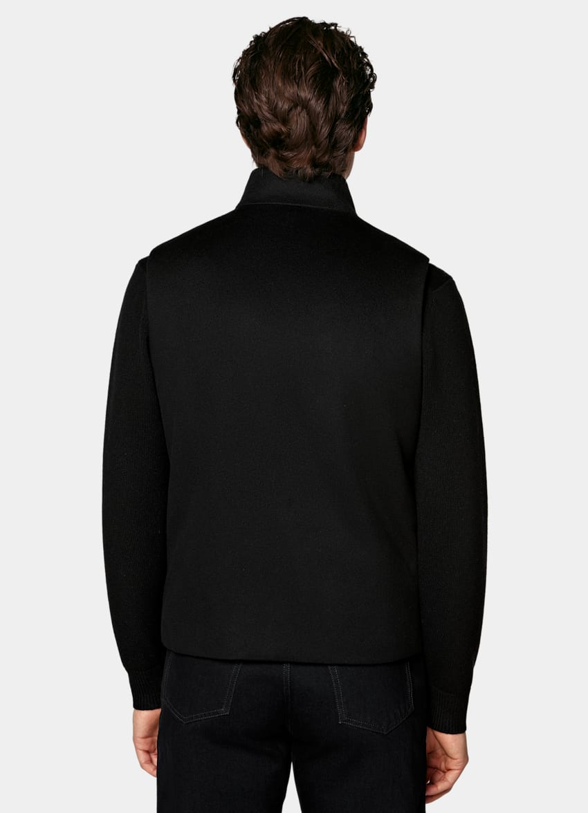 SUITSUPPLY Pure Cashmere by Colombo, Italy Black Padded Zip Vest