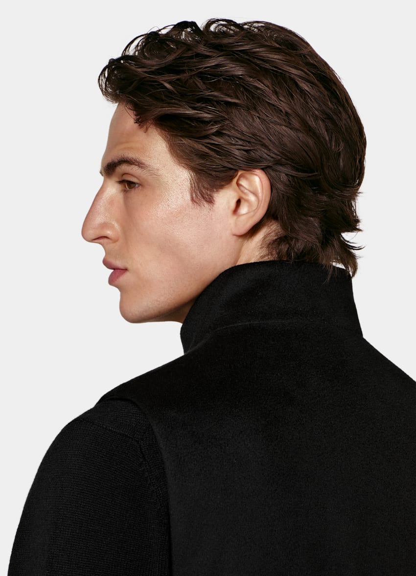 SUITSUPPLY Pure Cashmere by Colombo, Italy Black Padded Zip Vest