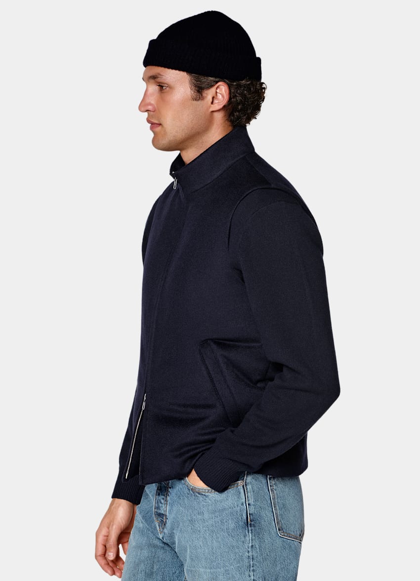 SUITSUPPLY Pure Cashmere by Colombo, Italy Navy Padded Zip Vest
