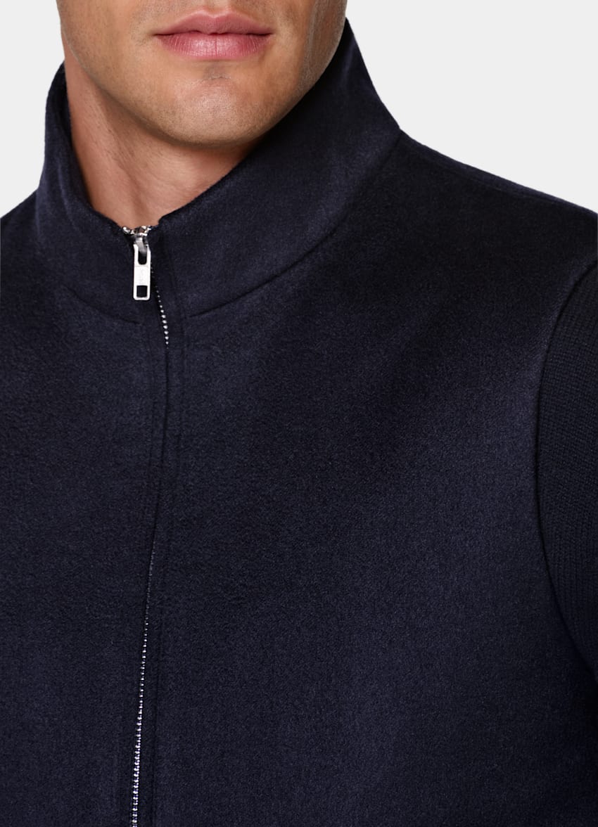 SUITSUPPLY Pure Cashmere by Colombo, Italy Navy Padded Zip Vest