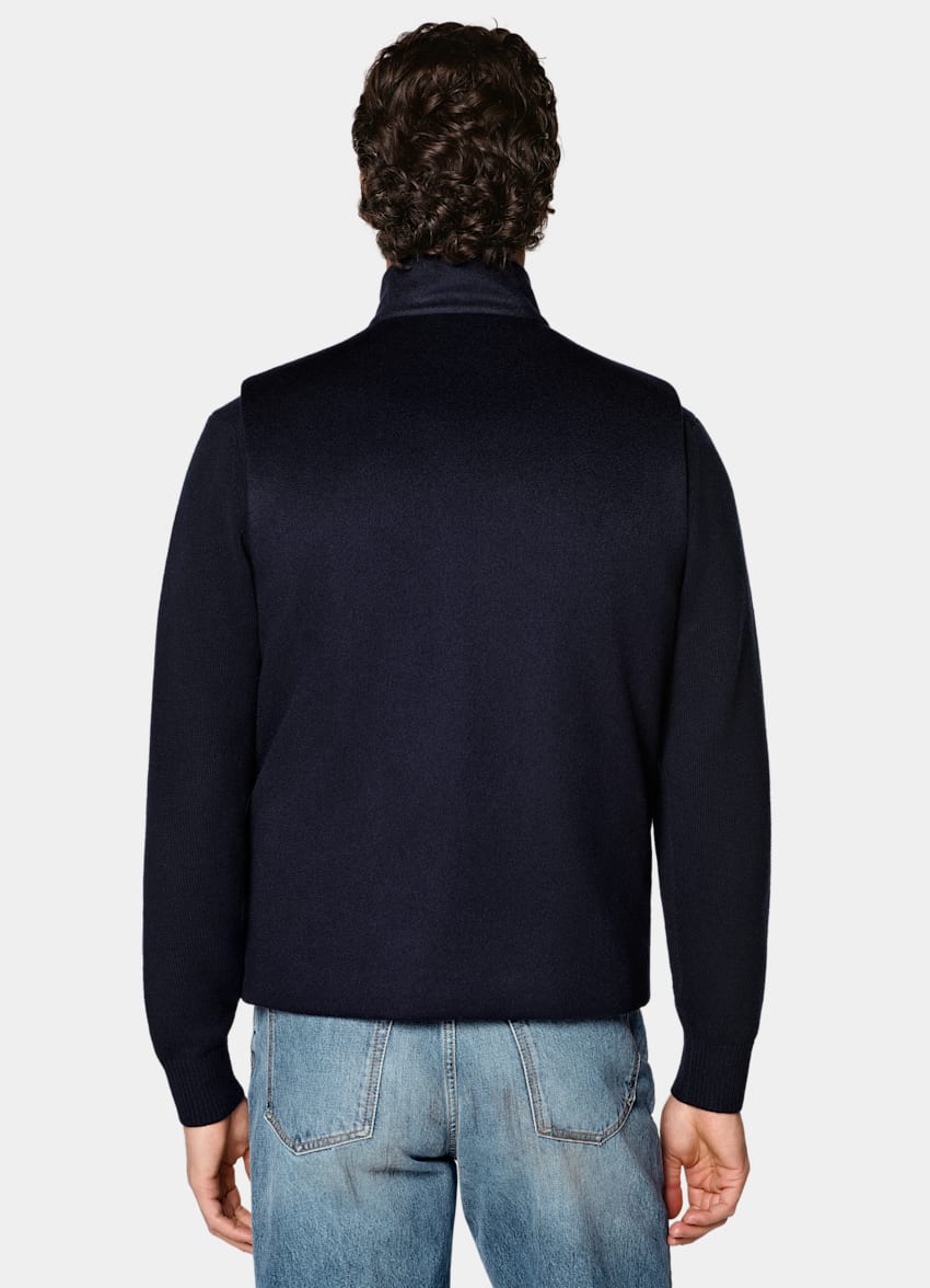 SUITSUPPLY Pure Cashmere by Colombo, Italy Navy Padded Zip Vest