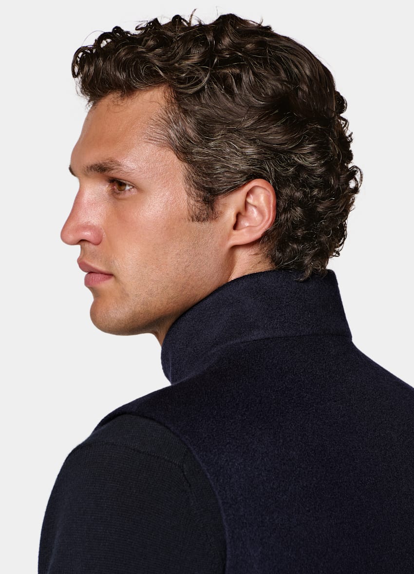 SUITSUPPLY Pure Cashmere by Colombo, Italy Navy Padded Zip Vest
