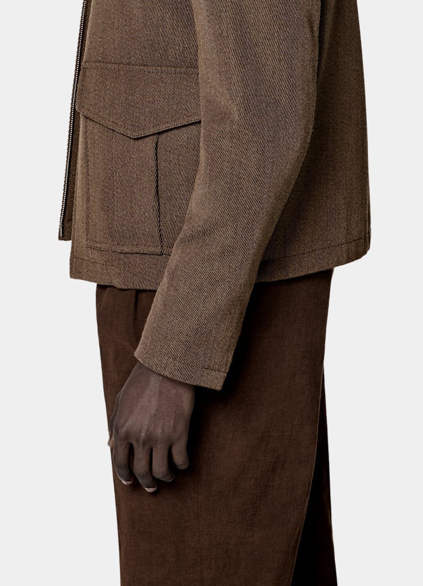 SUITSUPPLY 意大利 E.Thomas 生产的羊毛面料 中棕色飞行员夹克