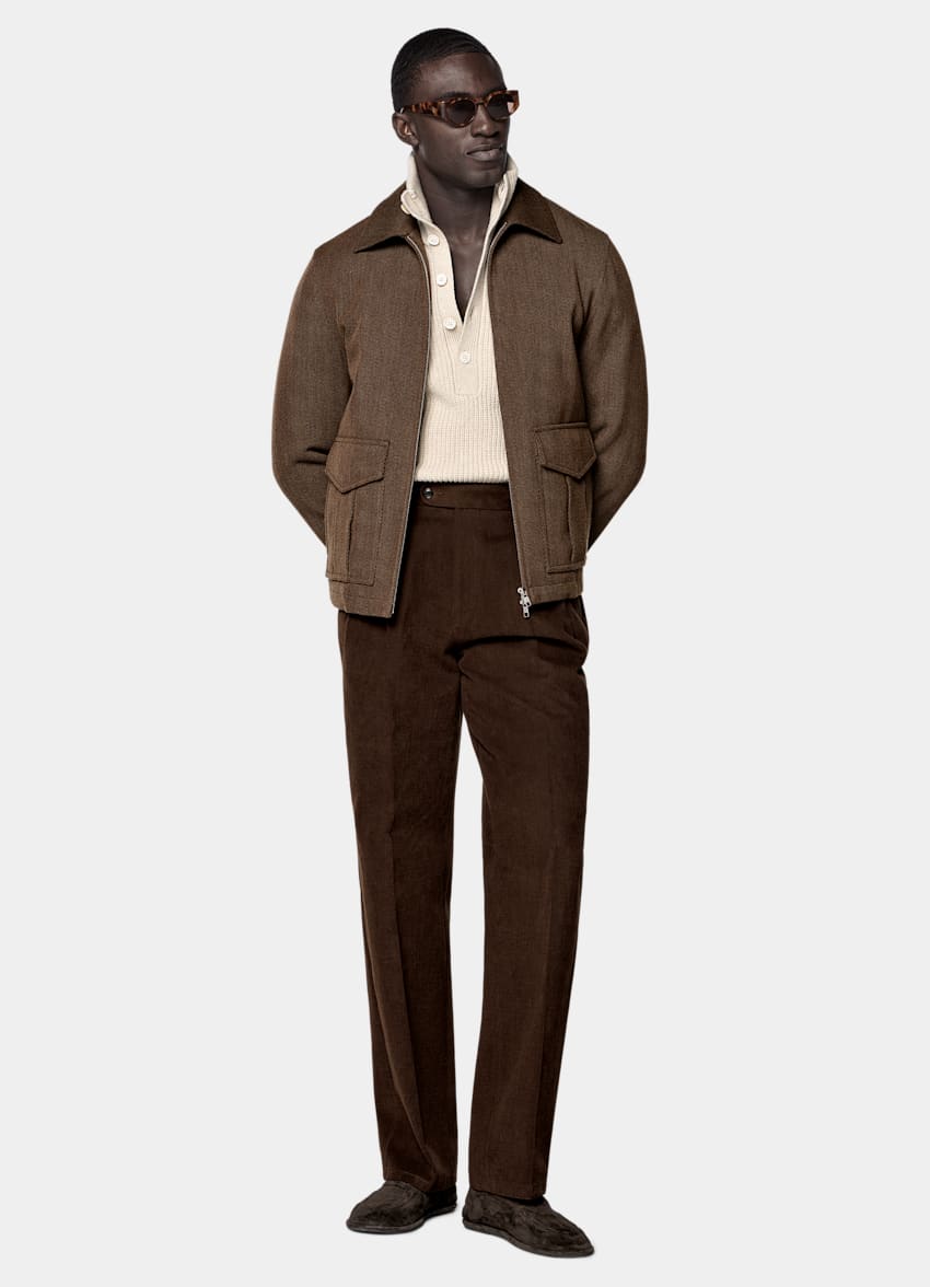 SUITSUPPLY 意大利 E.Thomas 生产的羊毛面料 中棕色飞行员夹克