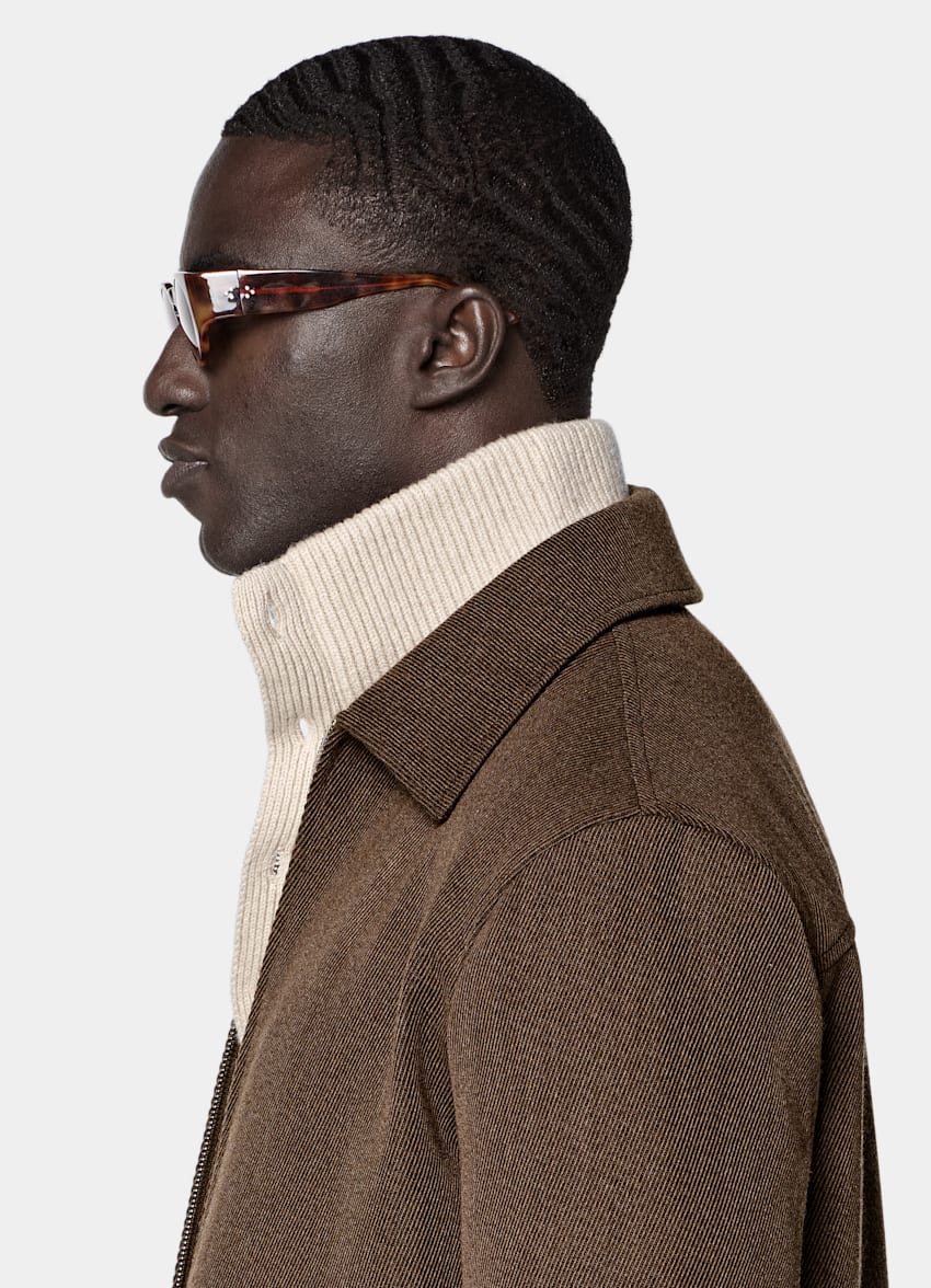 SUITSUPPLY 意大利 E.Thomas 生产的羊毛面料 中棕色飞行员夹克