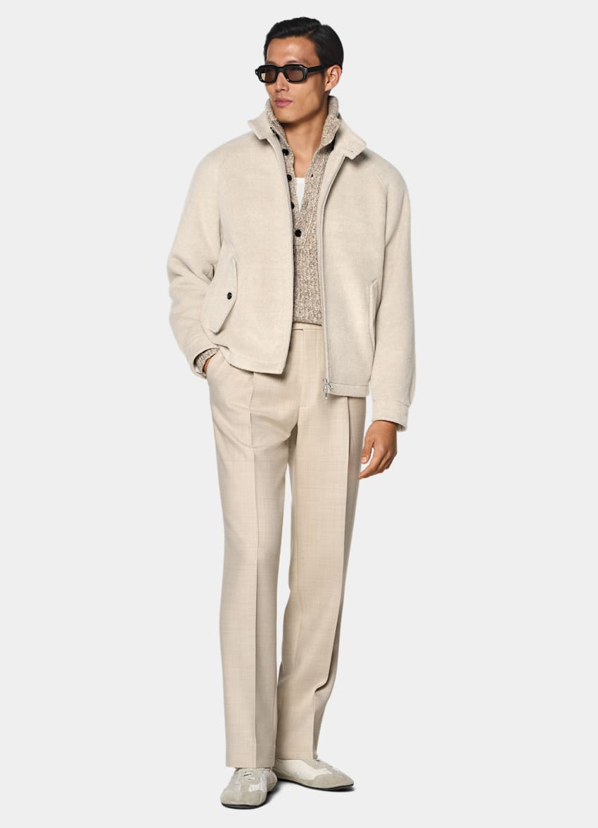 SUITSUPPLY Llama Wool von Piacenza, Italien Light Taupe Raglan Bomber Jacket
