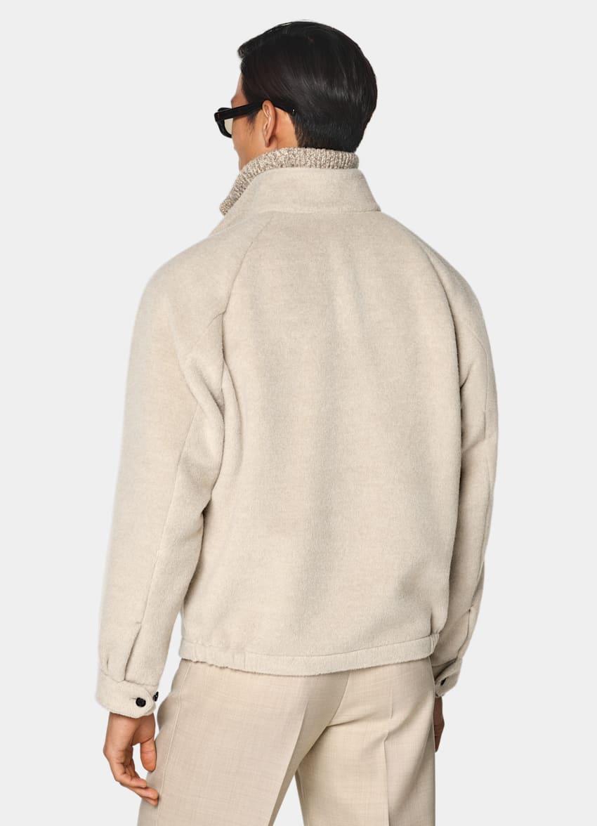SUITSUPPLY Llama Wool von Piacenza, Italien Light Taupe Raglan Bomber Jacket