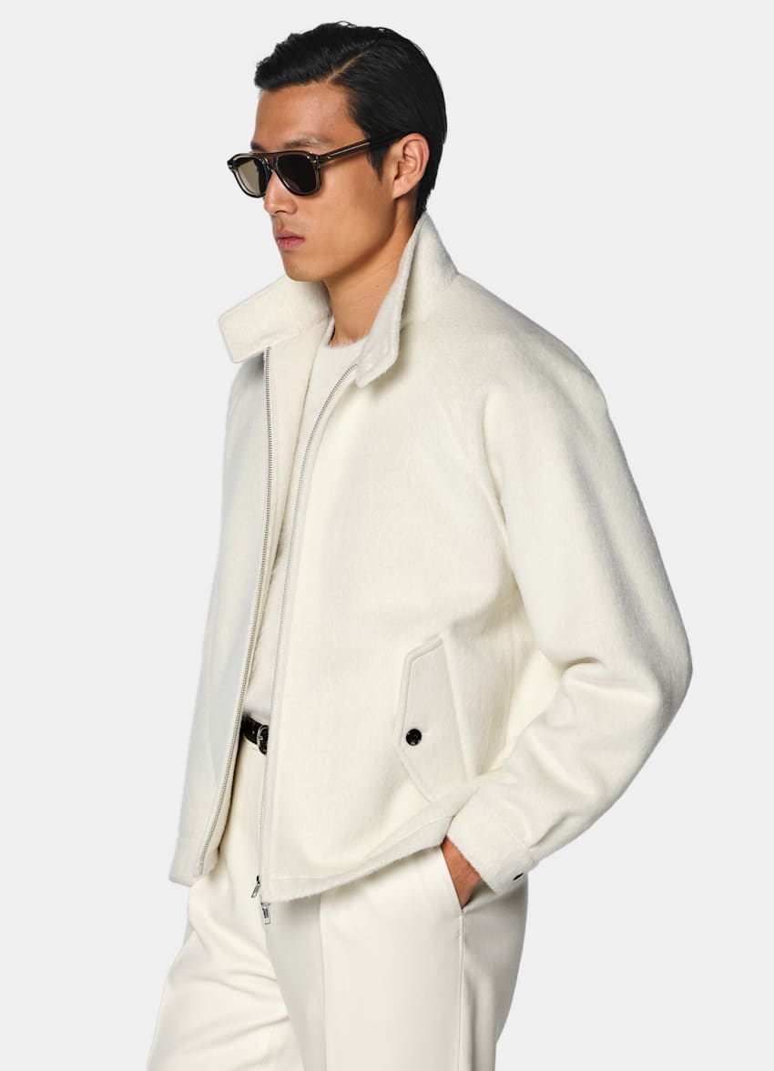 SUITSUPPLY Llama Wool - Piacenza, Italia Off-White Raglan Bomber Jacket