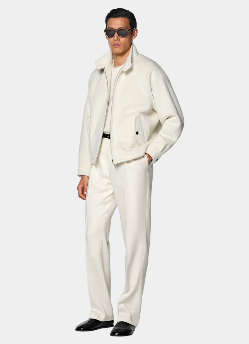 SUITSUPPLY Llama Wool - Piacenza, Italia Off-White Raglan Bomber Jacket