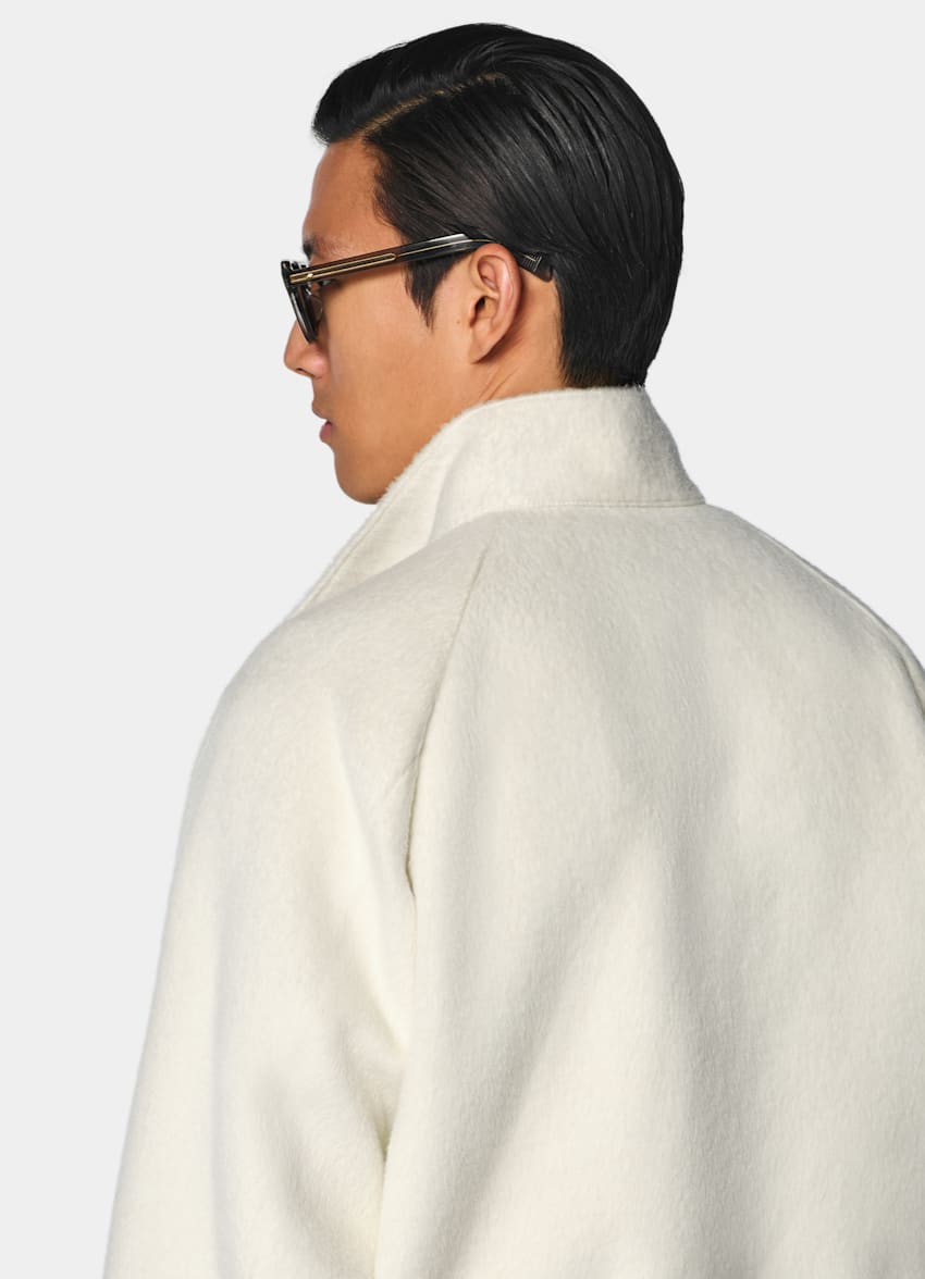SUITSUPPLY Llama Wool - Piacenza, Italia Off-White Raglan Bomber Jacket