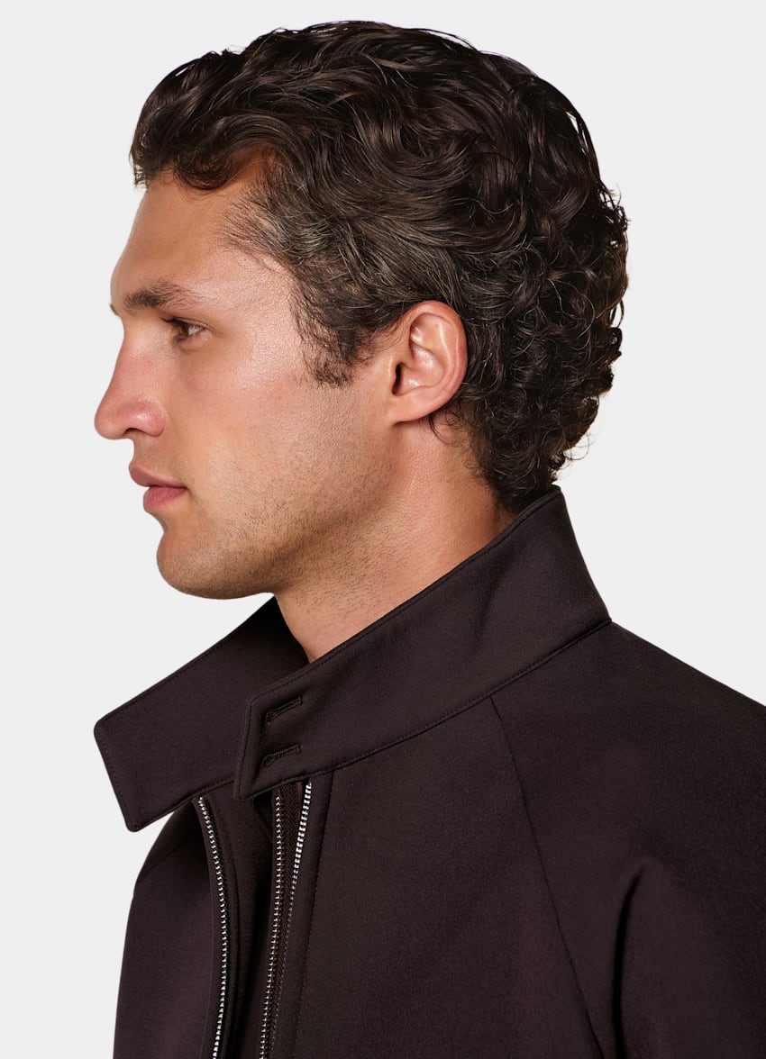 SUITSUPPLY Technical Fabric von Majocchi, Italien Dark Red Raglan Bomber Jacket