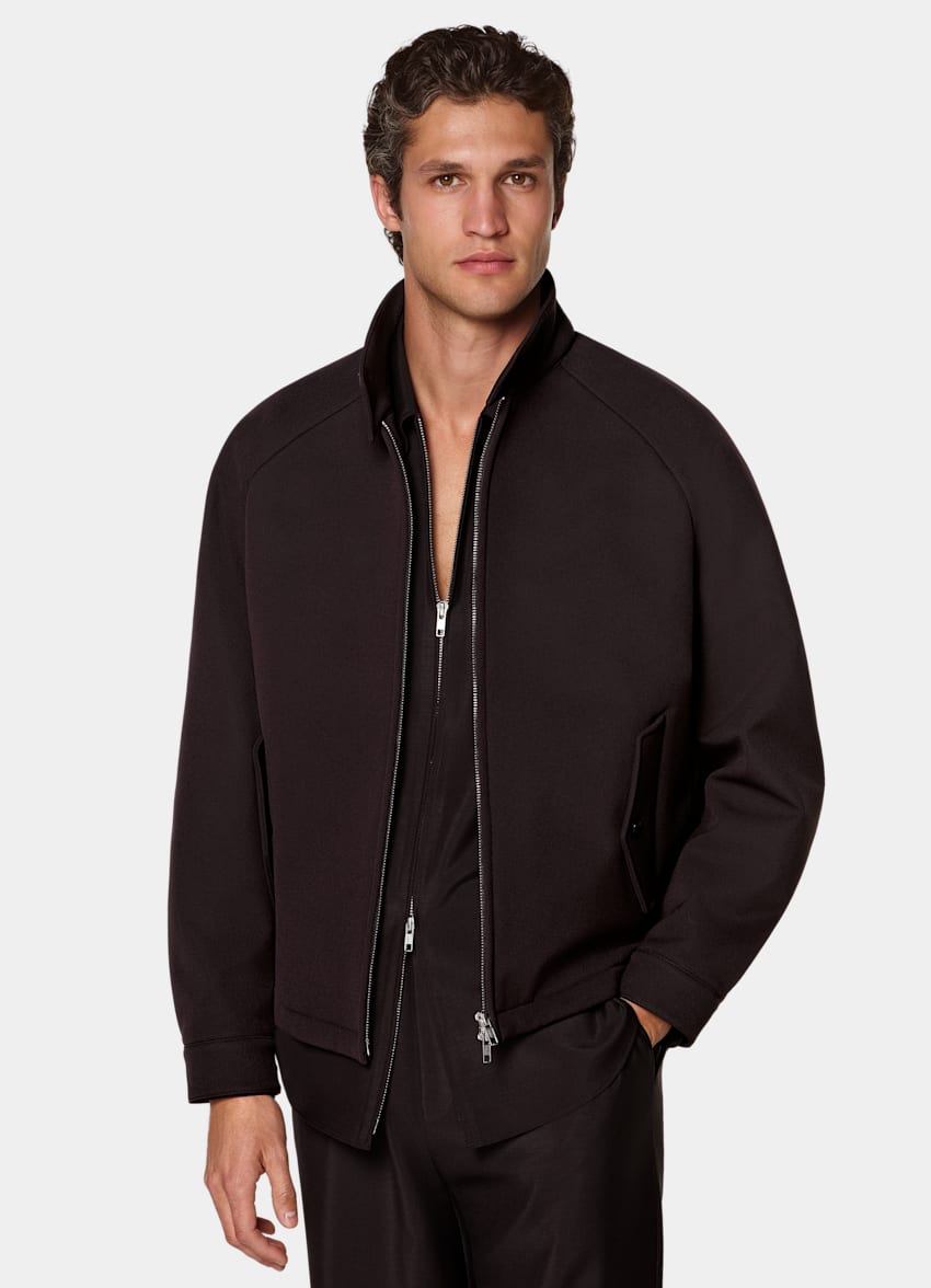 SUITSUPPLY Technical Fabric von Majocchi, Italien Dark Red Raglan Bomber Jacket