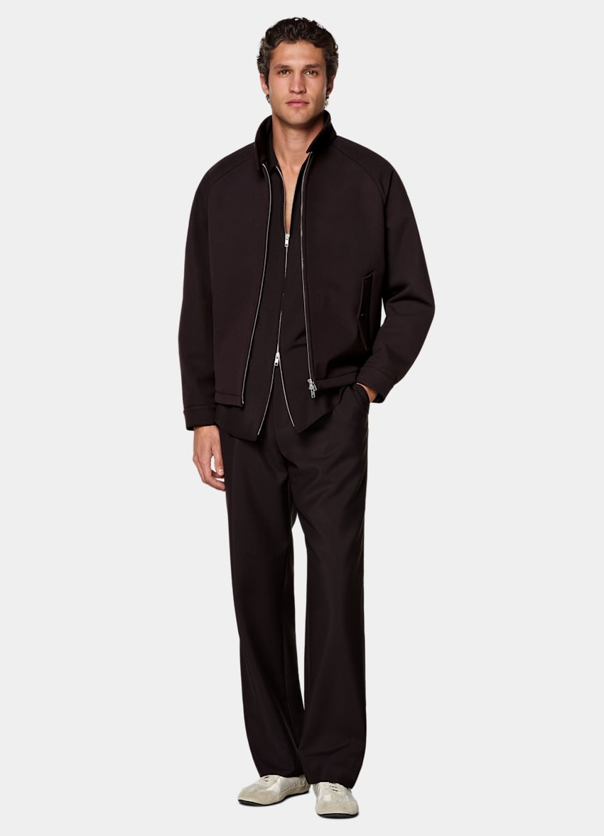 SUITSUPPLY Technical Fabric von Majocchi, Italien Dark Red Raglan Bomber Jacket