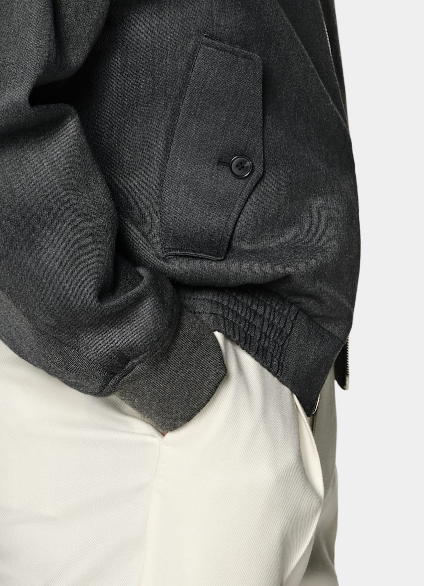 SUITSUPPLY Wool Cotton by Moon, United Kingdom Dark Grey Bomber Jacket